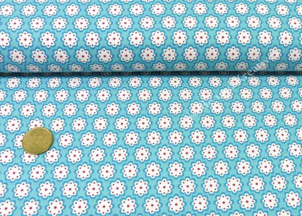 Julia Flowers petrol Baumwolle Webware mit kleinen Blumen aus der Stoffserie Julia von Swafing weitere Kombistoffe vorhanden